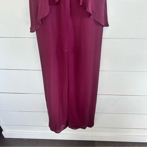 Parker Black Rosie Silk Maxi Ruffle Maroon Dress - Picture 2 of 13